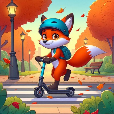 Fox scooting through autumn park