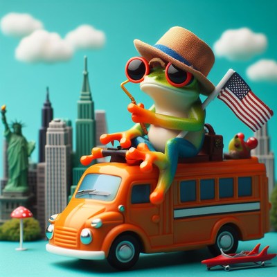 Frog tourist in new york city