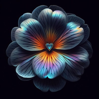 Iridescent flower with heart