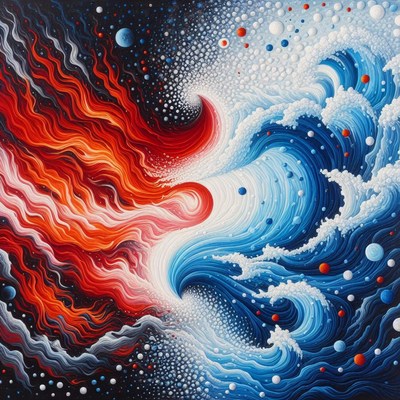 Abstract fire and water painting