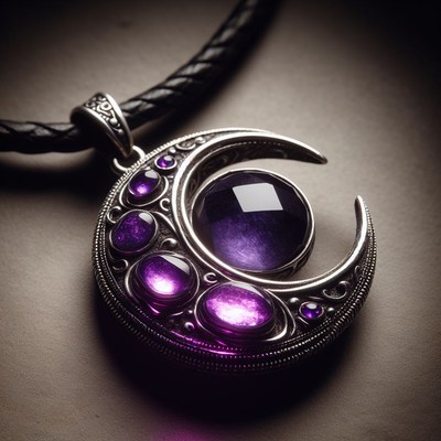 Crescent moon amethyst pendant necklace
