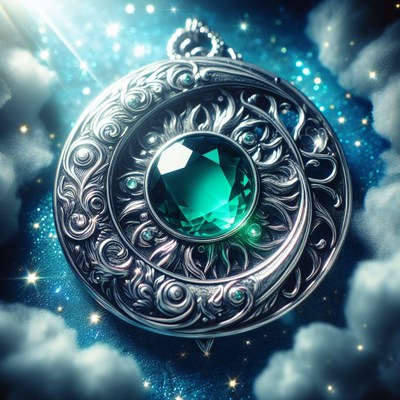 Ornate emerald moon pendant