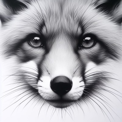 Fox face pencil drawing