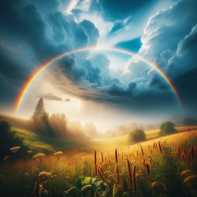 Rainbow over a meadow