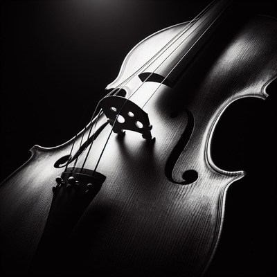 Black and white violin close-up