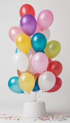Colorful balloons on cake stand