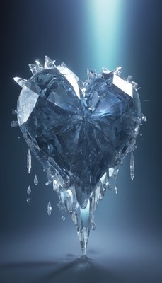 Broken ice heart sculpture