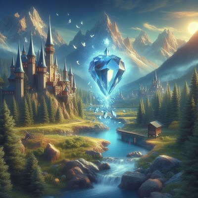 Fantasy castle and crystal