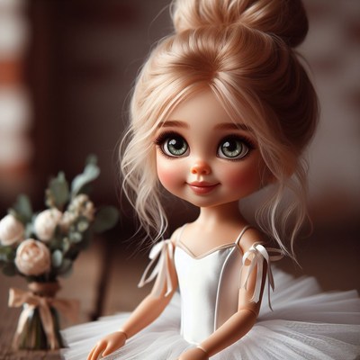 Blonde doll in white tutu