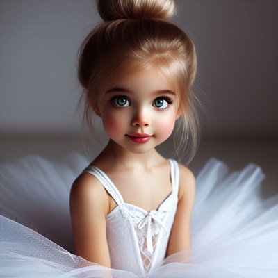 Young ballerina in white tutu