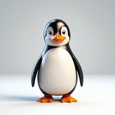 Smiling penguin on white background