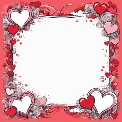 Pink and red heart frame