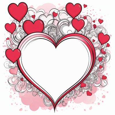 Red heart frame with swirls