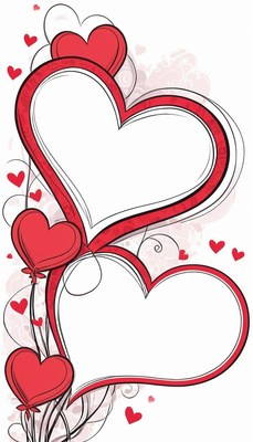 Red heart frame with swirls