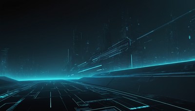 Digital cityscape with glowing lines