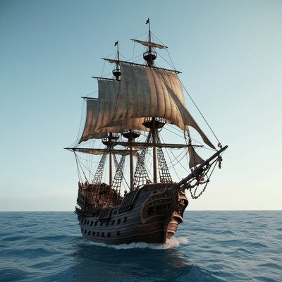 Sailing ship on a clear day