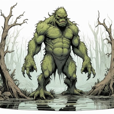 Green monster in swamp
