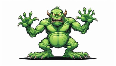 Green monster with claws