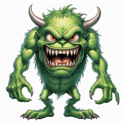 Green monster with horns