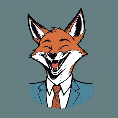 Laughing fox in suit