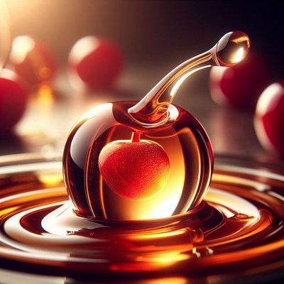 Glass cherry in liquid