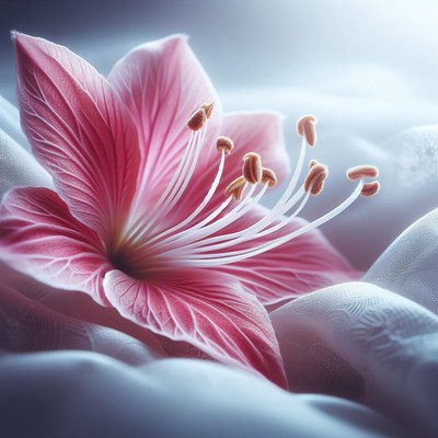 Pink flower on white fabric