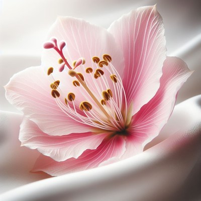 Pink flower on white fabric