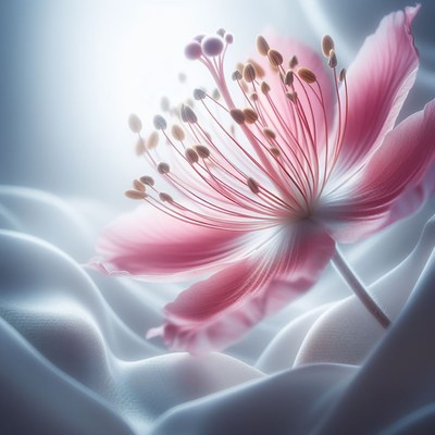 Pink flower on white fabric