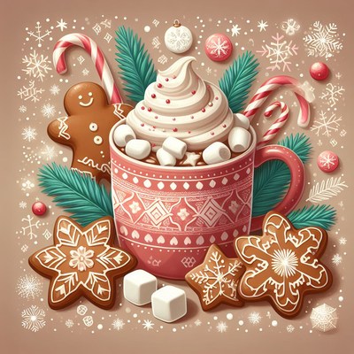 Christmas hot chocolate with cookies