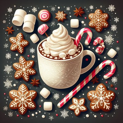 Winter hot chocolate with whipped cream