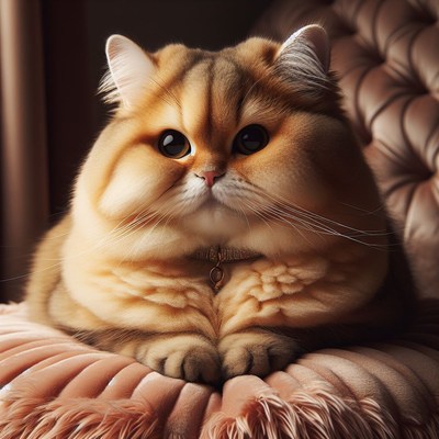 Golden cat sitting on a couch