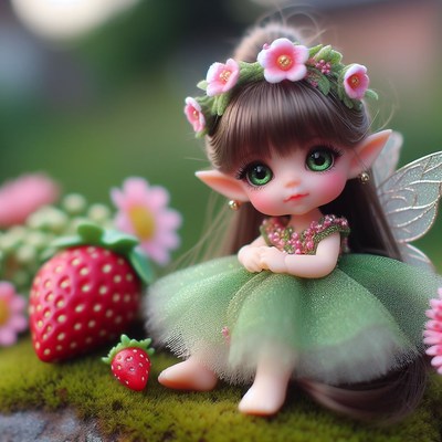 Fairy doll sitting in green dress