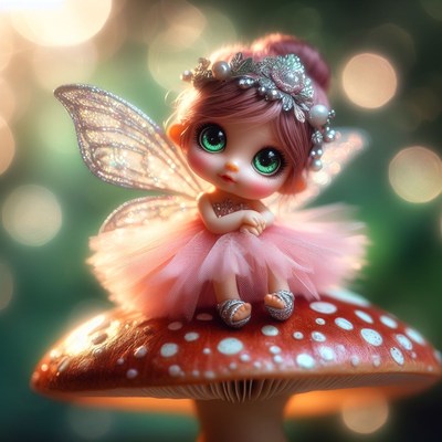 Fairy doll on mushroom