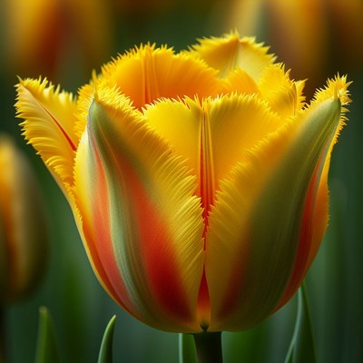 Yellow fringed tulip in bloom