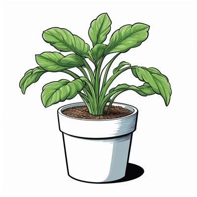 Green plant in white pot