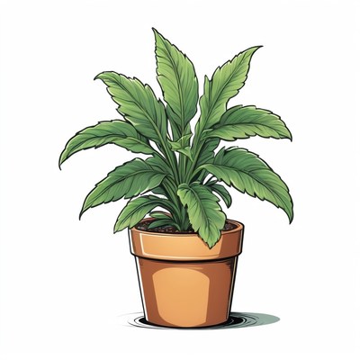 Green plant in brown pot