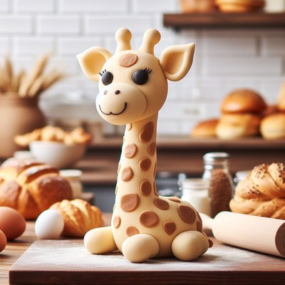 Giraffe cake decoration in kitchen