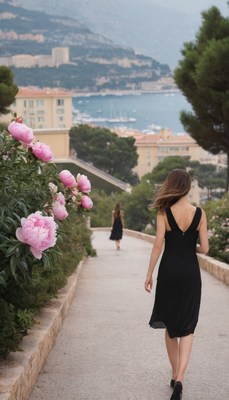 Woman walking on path in monaco