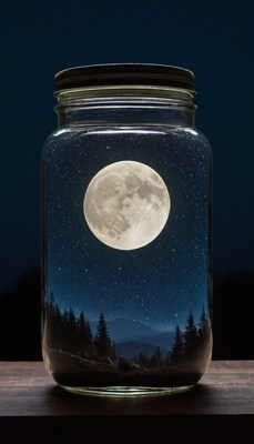 Full moon night in a jar