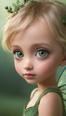 Young girl with green eyes and flower crown