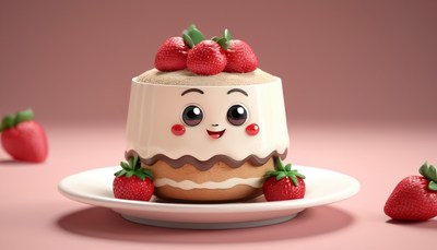 Strawberry cake with smiley face