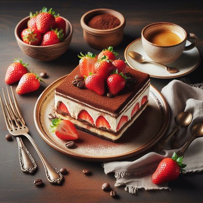 Strawberry tiramisu dessert