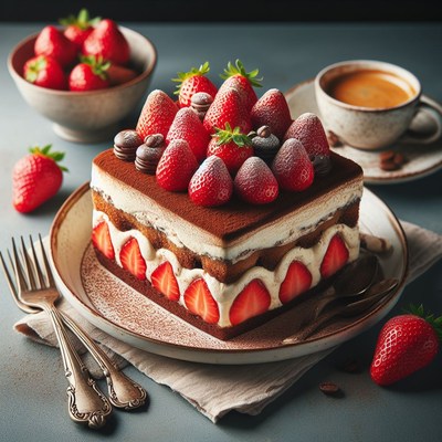 Strawberry tiramisu dessert