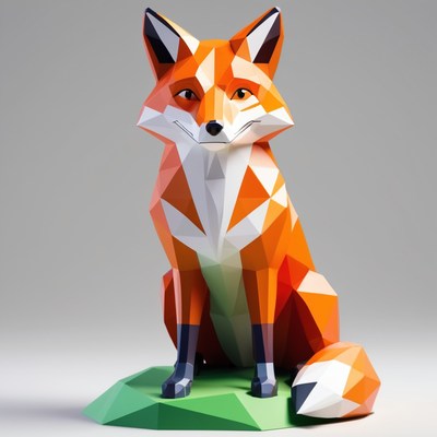 Geometric fox sculpture