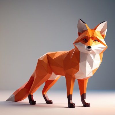Polygonal fox sculpture