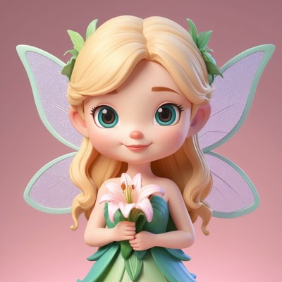 3d fairy holding lily flowers