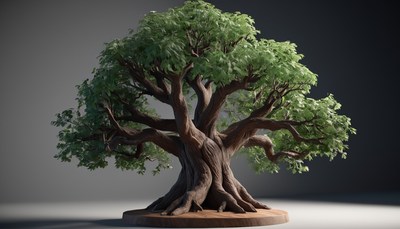 Ancient bonsai tree in studio lighting