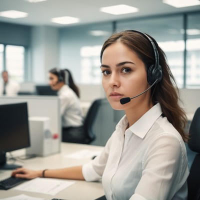 Customer service representative working in office