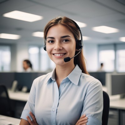 Smiling customer service representative in office