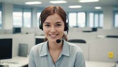 Smiling customer service representative in office